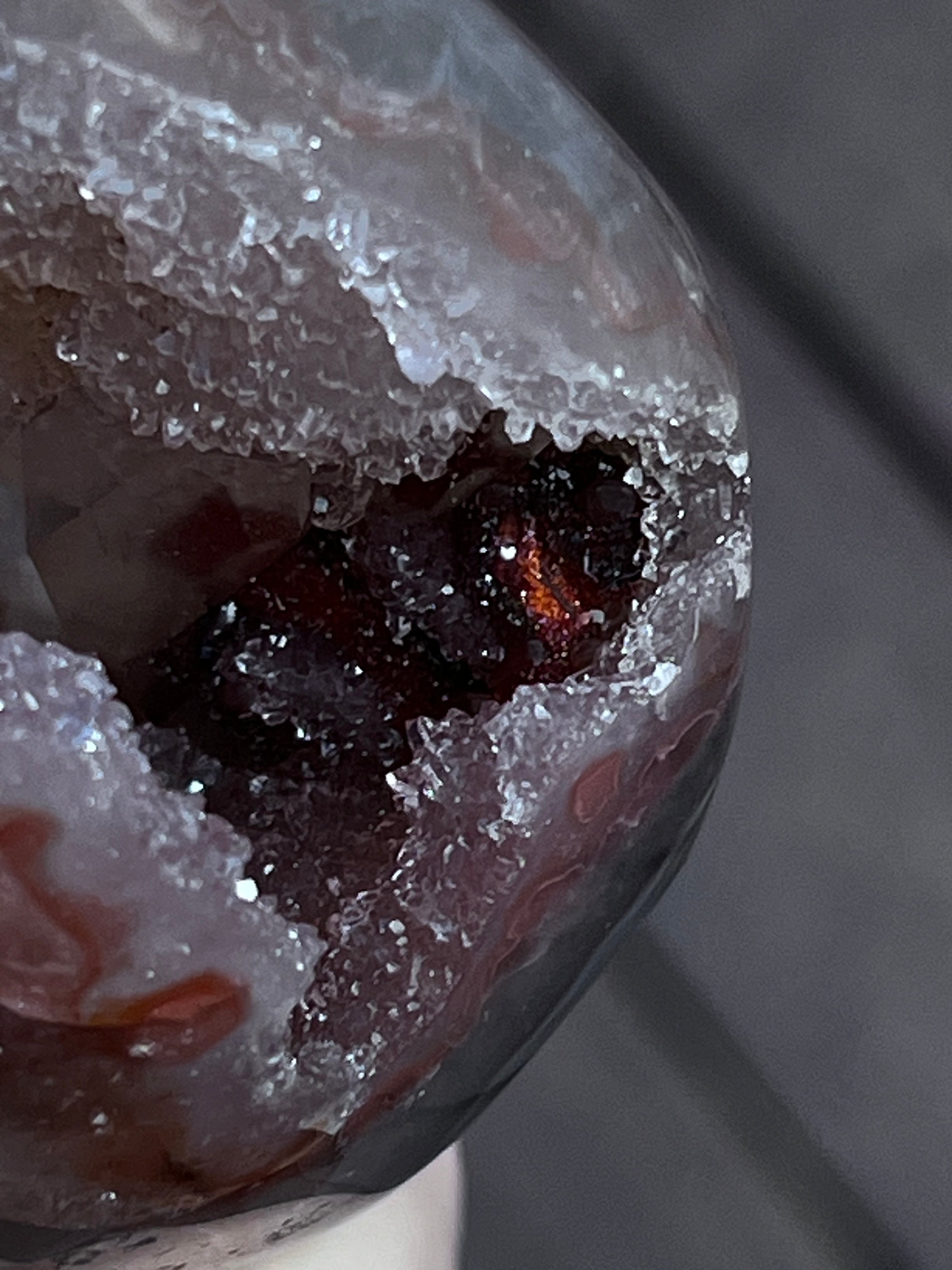 The Crimson Calcite Prism (Hand-Polished Full Body Unikat)