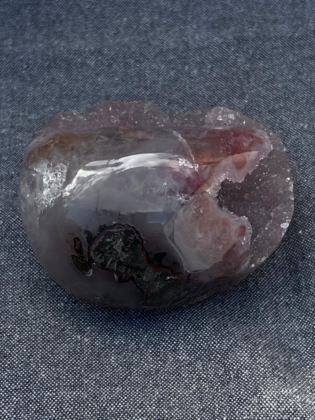 The Crimson Calcite Prism (Hand-Polished Full Body Unikat)